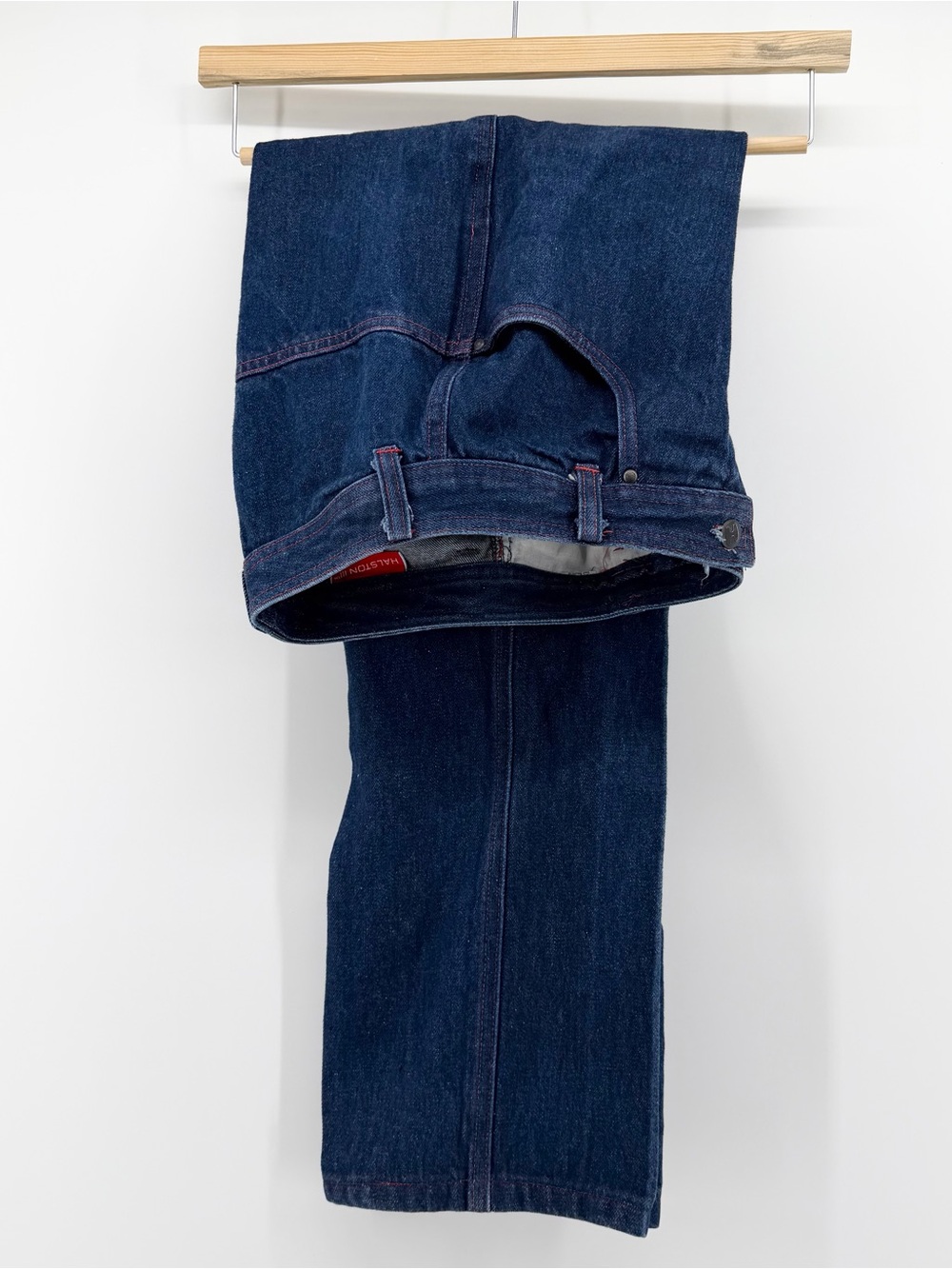 Vintage 80s Halston III 25x27.5” Modern Size 0/2 High Waisted Jeans Red Stitch